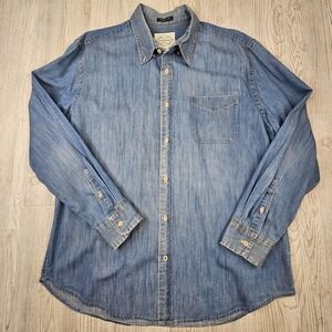 St John's Bay Shirt Mens XL Blue Denim Classic Fit Long‎ Sleeve Authentic Indigo